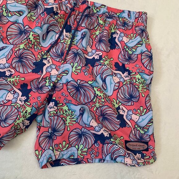 Vineyard Vines mermaid‎ ocean print elastic waist drawstring lined swim trunks - Picture 3 of 10